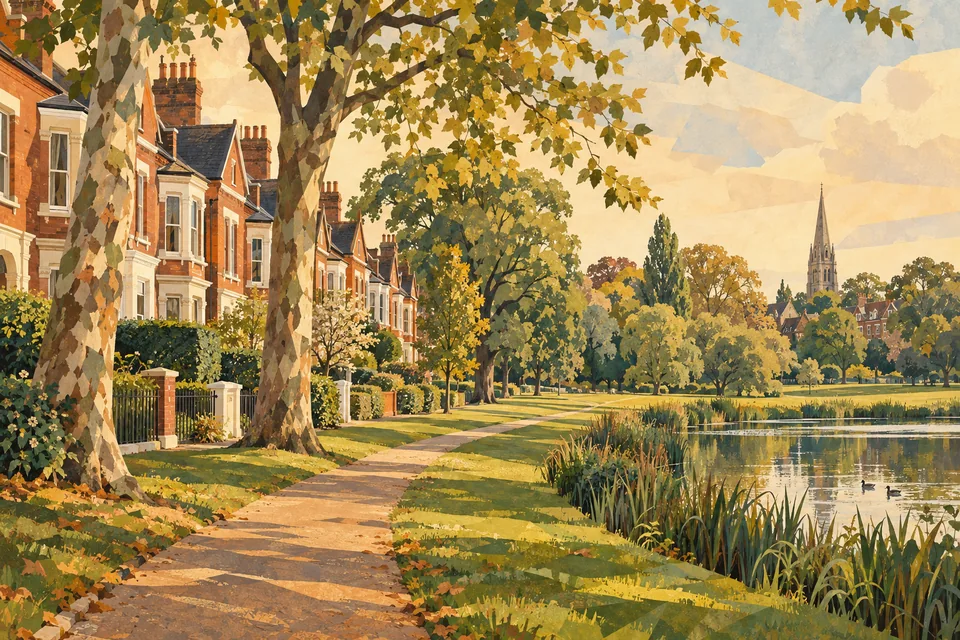 Original painted London borough illustration accompanying this home energy guide